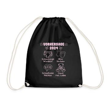 Vohersage 2024 werdende Mama 2024 bald Papa - Turnbeutel - Schwarz - Vorne