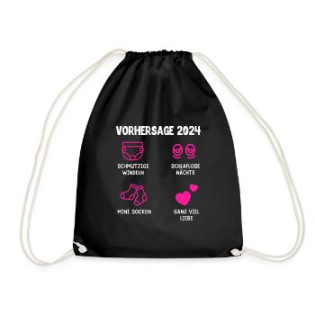 Werdender Papa 2024 Babyparty werdende Mama 2024 - Turnbeutel - Schwarz - Vorne
