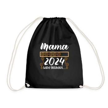 Mama loading 2024 werdende Mama Babyparty 2024 - Turnbeutel - Schwarz - Vorne