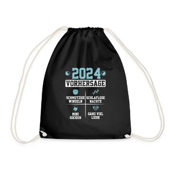 Vorhersage werdende Mama 2024 Baby bald Papa - Turnbeutel - Schwarz - Vorne