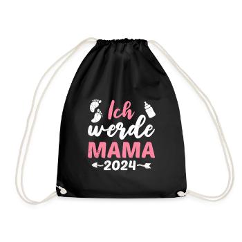 Ich werde Mama 2024 Baby Ankündigung Vorhersage - Turnbeutel - Schwarz - Vorne