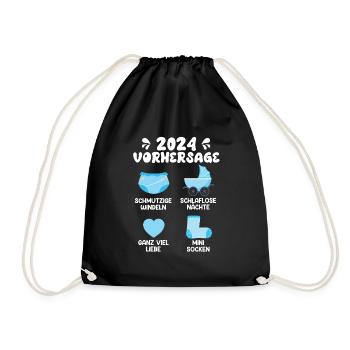 Werdender Papa 2024 Babyparty werdende Mama 2024 - Turnbeutel - Schwarz - Vorne