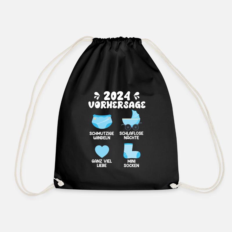 Werdender Papa 2024 Babyparty werdende Mama 2024 - Turnbeutel - Schwarz