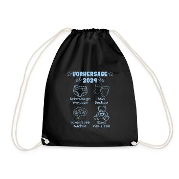 Vohersage 2024 werdende Mama 2024 bald Papa - Turnbeutel - Schwarz - Vorne