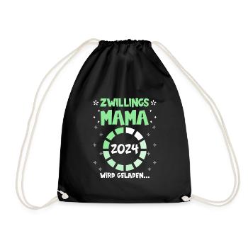 Zwillingsmama wird geladen 2024 werdende Mama 2024 - Turnbeutel - Schwarz - Vorne