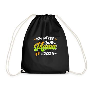 Ich werde Mama 2024 Baby Ankündigung 2024 - Turnbeutel - Schwarz - Vorne