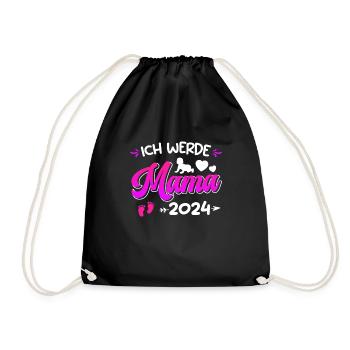 Ich werde Mama 2024 Baby Ankündigung 2024 - Turnbeutel - Schwarz - Vorne