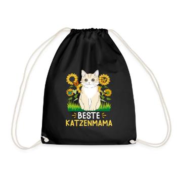 Beste Katzenmama I love Cats Katzenhalter - Turnbeutel - Schwarz - Vorne