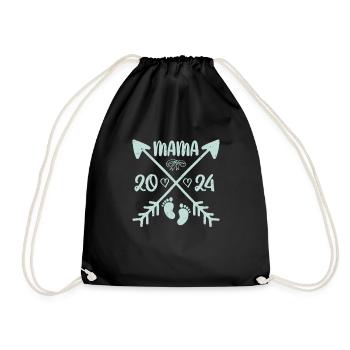Mom 2024 expectant mothers baby prediction - Drawstring Bag - black - Front