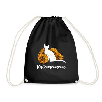 Katzenmama Sonnenblumen Katzenliebhaberin - Turnbeutel - Schwarz - Vorne