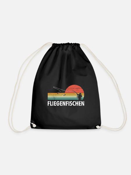 Fliegenfischen Fischjagd Fliegenangler Angeln - Turnbeutel - Schwarz