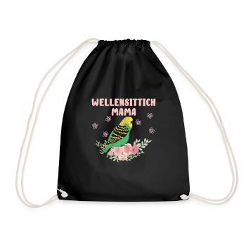 Wellensittich Mama Budgie Mom Sittich Vogelfreund - Turnbeutel - Schwarz - Vorne