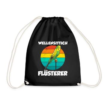 Vogelfreund Wellensittich Flüsterer Sittiche - Turnbeutel - Schwarz - Vorne