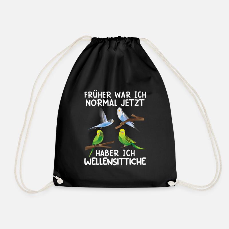 Früher war ich normal Jetzt hab ich Wellensittiche - Turnbeutel - Schwarz