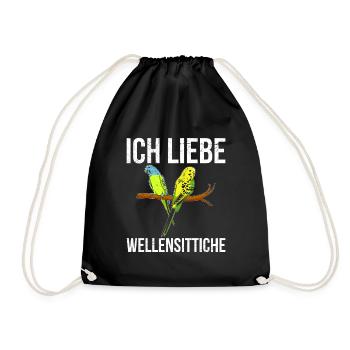 Ich liebe Wellensittiche Vogelliebhaber Sittich - Turnbeutel - Schwarz - Vorne