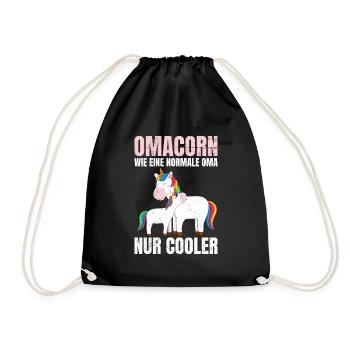 Omacorn Einhorn cool Großmütter Unicorn Grandma - Turnbeutel - Schwarz - Vorne