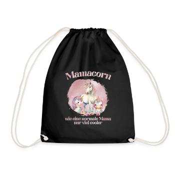 Mamacorn Einhorn Muttertag Mama Cooles Einhorn - Turnbeutel - Schwarz - Vorne
