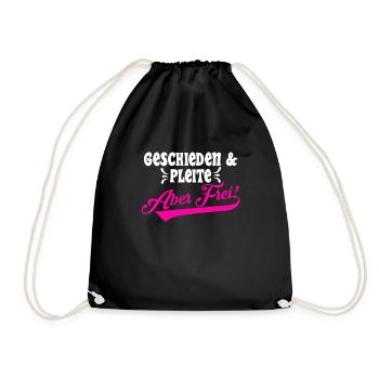 Geschieden & Pleite aber Frei! Scheidungsparty - Turnbeutel - Schwarz - Vorne