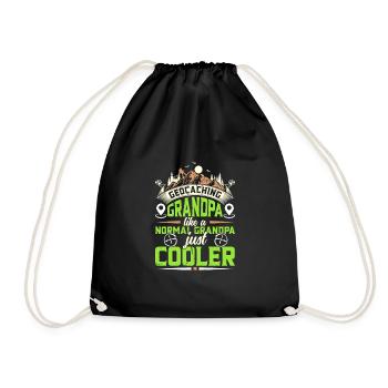 Geocaching Grandpa cooler Opa Geocacher - Turnbeutel - Schwarz - Vorne