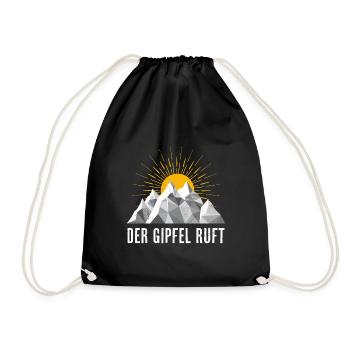 Der Gipfel ruft Bergsteiger Bergfan - Turnbeutel - Schwarz - Vorne