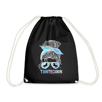 Tanticorn Einhorn Tanten Muttertag Unicorn - Turnbeutel - Schwarz - Vorne