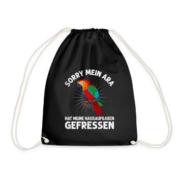 Papagei Mein Ara hat meine Hausaufgaben gefressen - Turnbeutel - Schwarz - Vorne