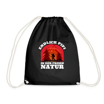 Wanderer Endlich in der freien Natur Berge - Turnbeutel - Schwarz - Vorne