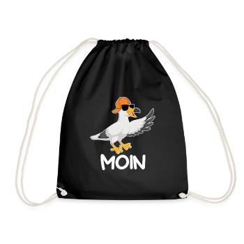 Moin Möwen Vogelfreund Norddeutschland coole Möwe - Turnbeutel - Schwarz - Vorne