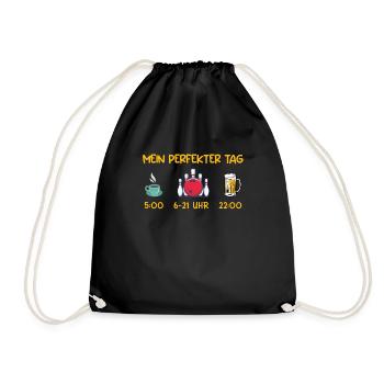 Bowling Mein Perfekter Tag Kaffee Fan Bierfan - Turnbeutel - Schwarz - Vorne