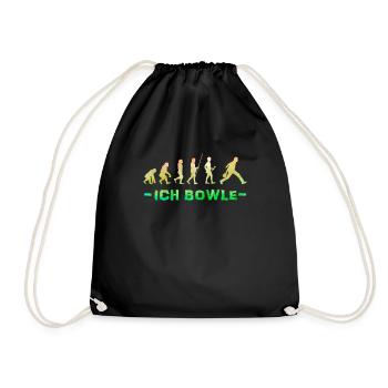 Evolution Bowling Shirt Ich Bowle Bowlingspieler - Turnbeutel - Schwarz - Vorne