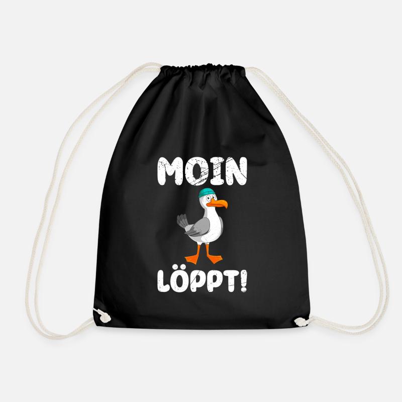 Moin Löppt! Möwen Vogelliebhaber Morgen Möwe - Turnbeutel - Schwarz
