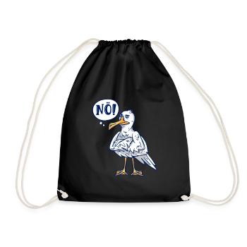 Möwen NÖ! Plattdeutscher Vogelliebhaber Shirt - Turnbeutel - Schwarz - Vorne