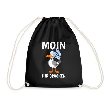 Moin ihr Spacken Möwen Vogelliebhaber Möwe - Turnbeutel - Schwarz - Vorne