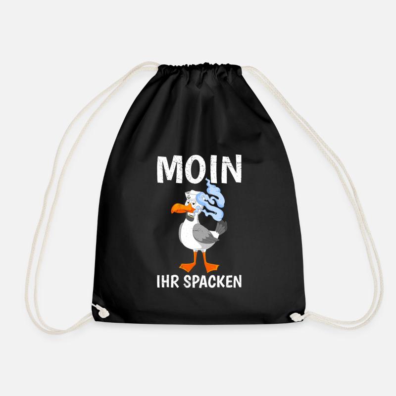 Moin ihr Spacken Möwen Vogelliebhaber Möwe - Turnbeutel - Schwarz