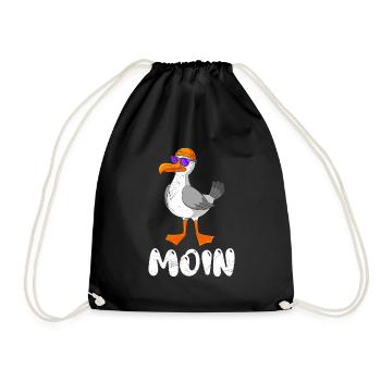 Moin Möwe Norddeutschland Plattdeutsch Möwen - Turnbeutel - Schwarz - Vorne