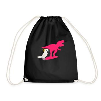 Cockatoo Dinosaur Cockatoo Parrot Holder - Drawstring Bag - black - Front