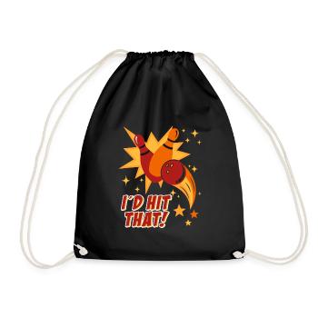 Bowlingspieler I´d Hit That! Bowlingbahn Bowling - Turnbeutel - Schwarz - Vorne
