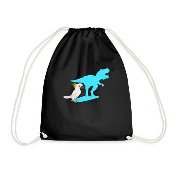 Cockatoo Dinosaur Cockatoo Parrot Holder - Drawstring Bag - black - Front