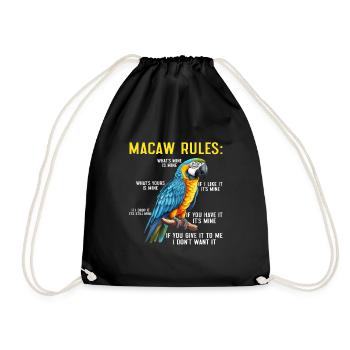 Macaw Regeln Ara Papagei Halter Vogelfreund - Turnbeutel - Schwarz - Vorne