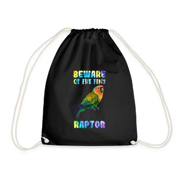 Lovebird Beware of the Tiny Raptor Liebesvögel - Drawstring Bag - black - Front