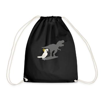Cockatoo Dinosaur Cockatoo Parrot Holder - Drawstring Bag - black - Front