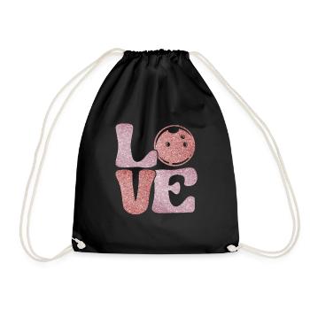 LOVE Bowling Frauen Bowling Outfit Bowler - Turnbeutel - Schwarz - Vorne