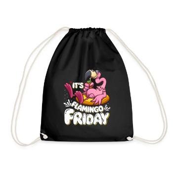 Flamingos It ́s Flamingo Friday Flamingo Party - Drawstring Bag - black - Front