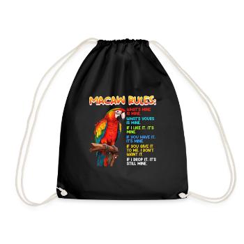 Macaw Regeln Papagei Fan Aras Vogelliebhaber - Turnbeutel - Schwarz - Vorne