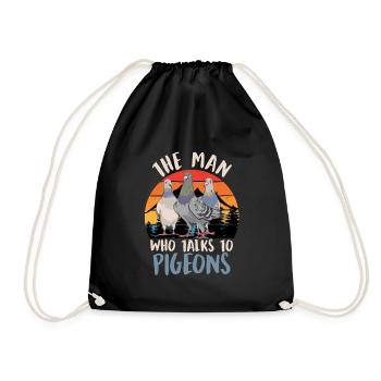 Men The man who talks to the pigeons - Drawstring Bag - black - Front