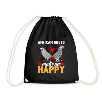 African Grey´s make me Happy Graupapageien - Turnbeutel - Schwarz - Vorne