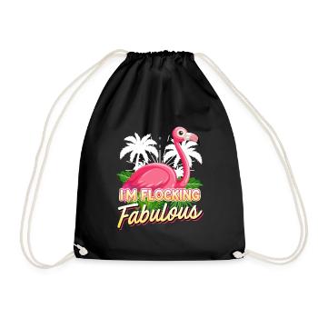 Flamingo Women I ́m Flocking Fabulous pink Girls - Drawstring Bag - black - Front