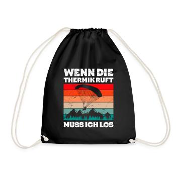 Paraglider Wenn die Thermik ruft Muss ich Los - Turnbeutel - Schwarz - Vorne