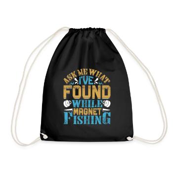 Magnetangler Ask me what I found Magnet fishing - Turnbeutel - Schwarz - Vorne