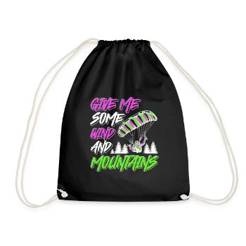 Paragliders Give me some Wind and Mountains - Drawstring Bag - black - Front